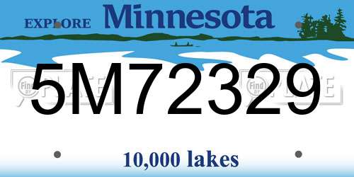 5M72329 Minnesota License Plate