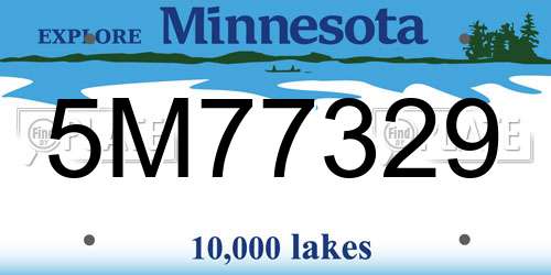 5M77329 Minnesota License Plate