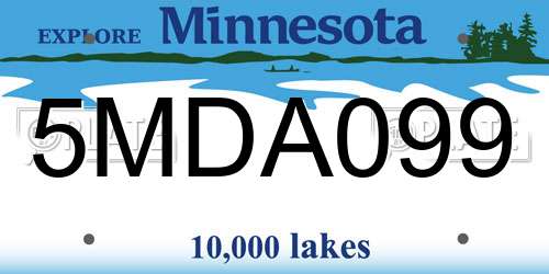 5MDA099 Minnesota License Plate