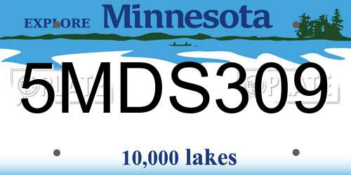 5MDS309 Minnesota License Plate