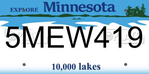 5MEW419 Minnesota License Plate