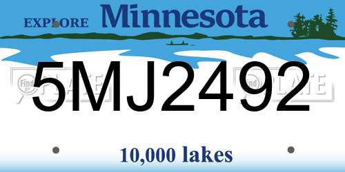 5MJ2492 Minnesota License Plate