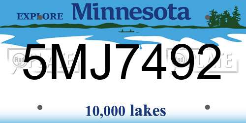 5MJ7492 Minnesota License Plate