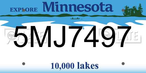 5MJ7497 Minnesota License Plate