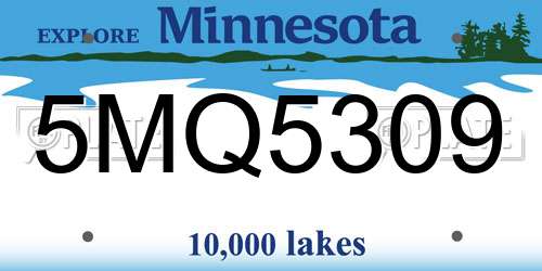 5MQ5309 Minnesota License Plate