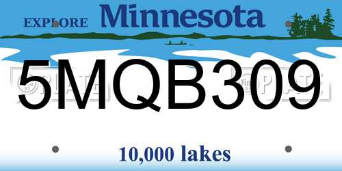 5MQB309 Minnesota License Plate