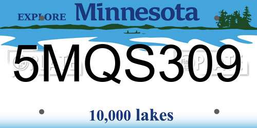 5MQS309 Minnesota License Plate