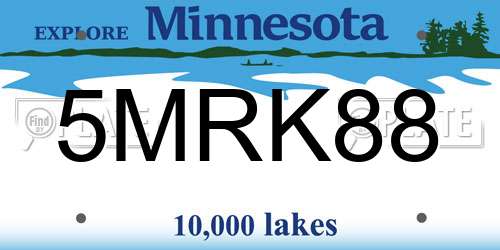 5MRK88 Minnesota License Plate