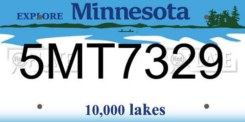 5MT7329 Minnesota License Plate