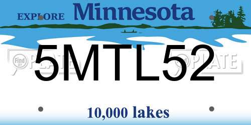 5MTL52 Minnesota License Plate