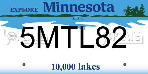 5MTL82 Minnesota License Plate