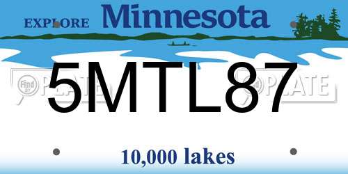 5MTL87 Minnesota License Plate