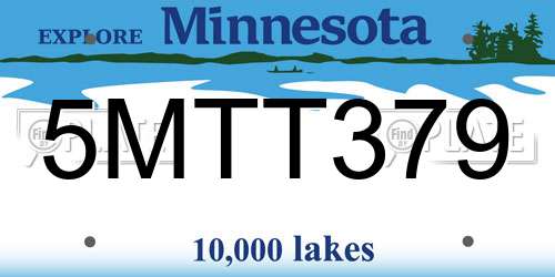 5MTT379 Minnesota License Plate