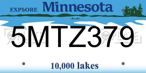 5MTZ379 Minnesota License Plate
