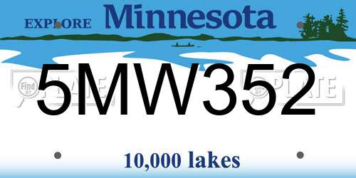 5MW352 Minnesota License Plate