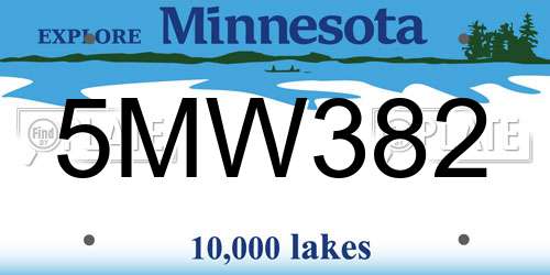 5MW382 Minnesota License Plate