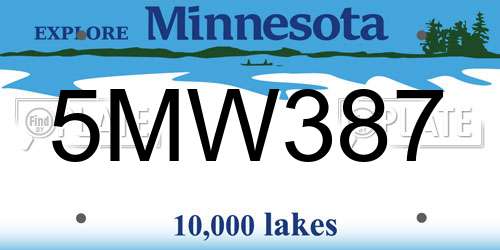5MW387 Minnesota License Plate
