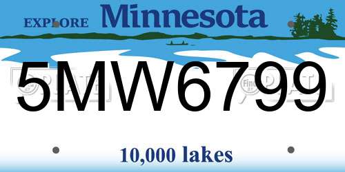 5MW6799 Minnesota License Plate