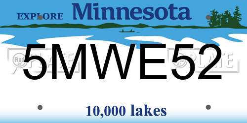 5MWE52 Minnesota License Plate
