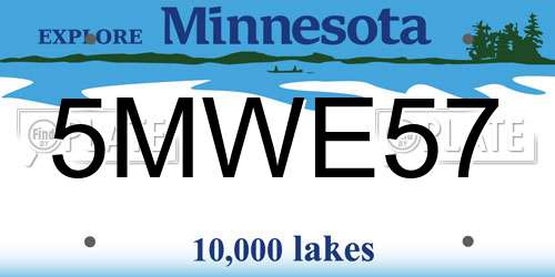 5MWE57 Minnesota License Plate