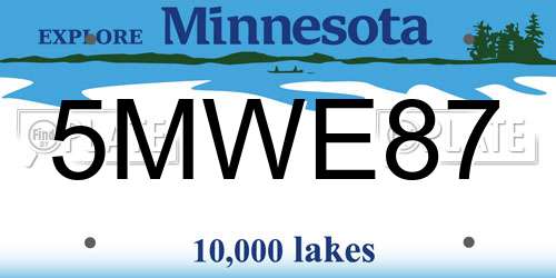 5MWE87 Minnesota License Plate