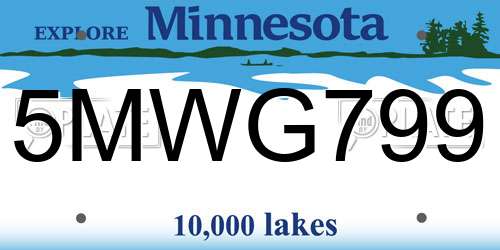5MWG799 Minnesota License Plate