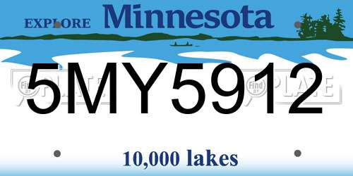 5MY5912 Minnesota License Plate