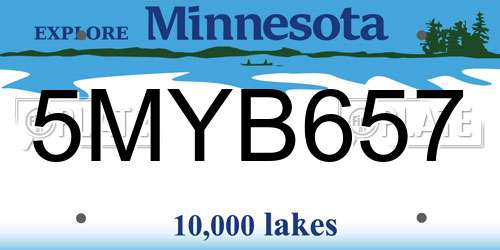 5MYB657 Minnesota License Plate