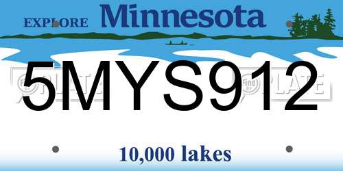 5MYS912 Minnesota License Plate