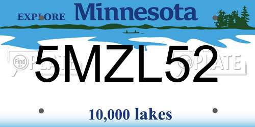 5MZL52 Minnesota License Plate