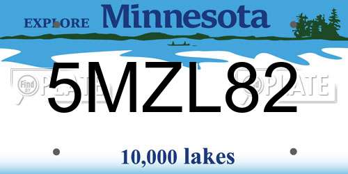 5MZL82 Minnesota License Plate