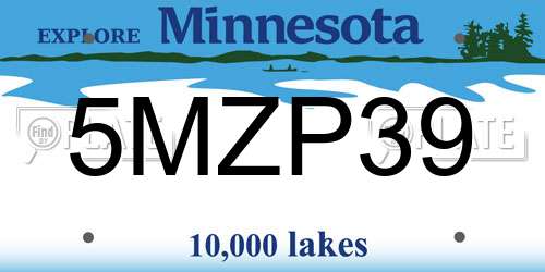 5MZP39 Minnesota License Plate