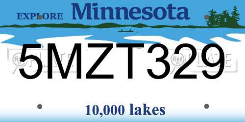 5MZT329 Minnesota License Plate