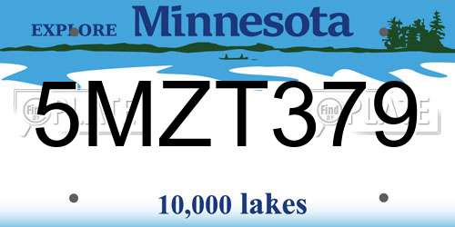 5MZT379 Minnesota License Plate