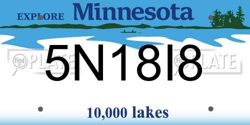 5N18I8 Minnesota License Plate