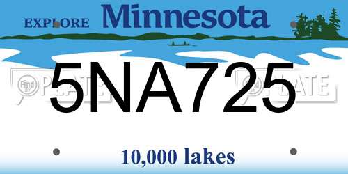 5NA725 Minnesota License Plate