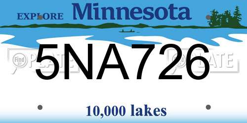 5NA726 Minnesota License Plate