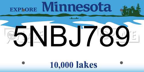 5NBJ789 Minnesota License Plate