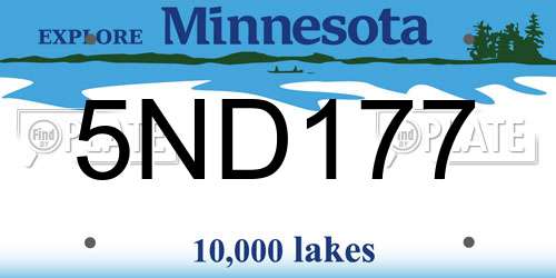 5ND177 Minnesota License Plate