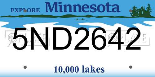 5ND2642 Minnesota License Plate