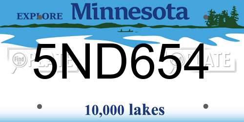 5ND654 Minnesota License Plate