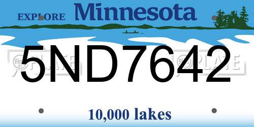 5ND7642 Minnesota License Plate