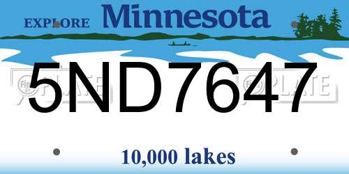 5ND7647 Minnesota License Plate