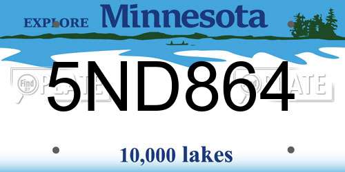 5ND864 Minnesota License Plate