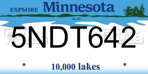5NDT642 Minnesota License Plate