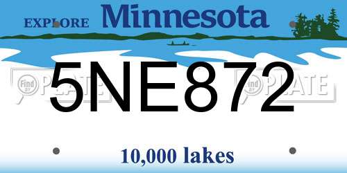 5NE872 Minnesota License Plate