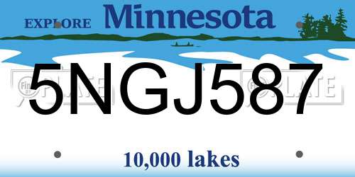 5NGJ587 Minnesota License Plate