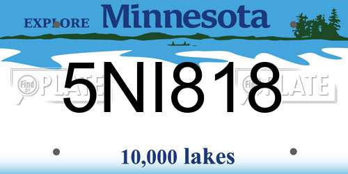 5NI818 Minnesota License Plate