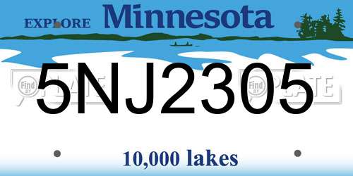 5NJ2305 Minnesota License Plate