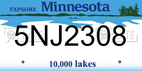 5NJ2308 Minnesota License Plate